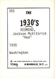 1972 TCMA The 1930's #352 Jack Redmond Back