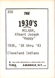 1972 TCMA The 1930's #358 Al Milnar Back