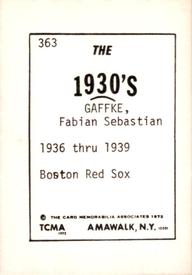 1972 TCMA The 1930's #363 Fabian Gaffke Back