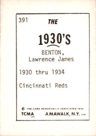 1972 TCMA The 1930's #391 Larry Benton Back