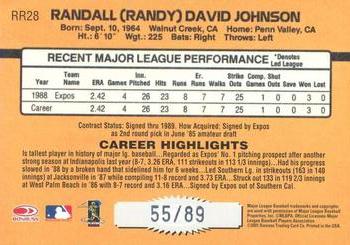 2001 Donruss - Rookie Reprints Autograph #RR28 Randy Johnson Back