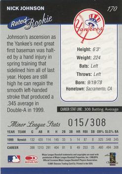 2001 Donruss - Stat Line Career #170 Nick Johnson Back