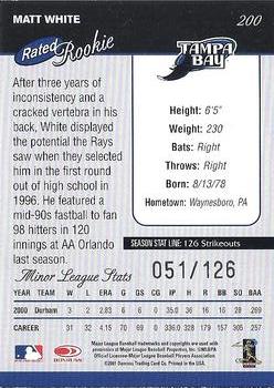 2001 Donruss - Stat Line Season #200 Matt White Back