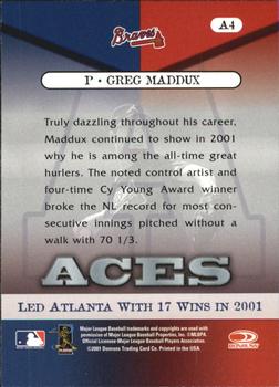 2001 Donruss Class of 2001 - Aces #A4 Greg Maddux  Back