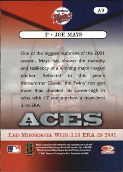 2001 Donruss Class of 2001 - Aces #A9 Joe Mays  Back