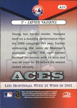 2001 Donruss Class of 2001 - Aces #A10 Javier Vazquez  Back