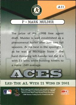 2001 Donruss Class of 2001 - Aces #A11 Mark Mulder  Back