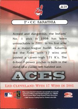 2001 Donruss Class of 2001 - Aces #A18 CC Sabathia  Back