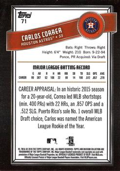 2016 Topps Museum Collection - Copper #71 Carlos Correa Back