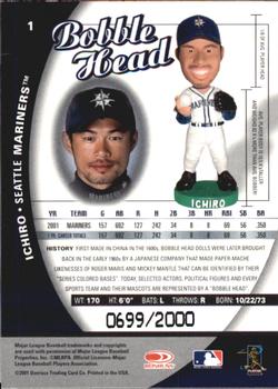 2001 Donruss Class of 2001 - Bobble Head Cards #1 Ichiro Back