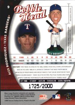 2001 Donruss Class of 2001 - Bobble Head Cards #9 Alex Rodriguez  Back