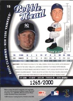 2001 Donruss Class of 2001 - Bobble Head Cards #15 Roger Clemens  Back