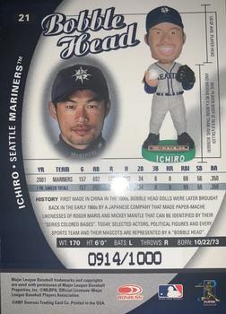 2001 Donruss Class of 2001 - Bobble Head Cards #21 Ichiro Back