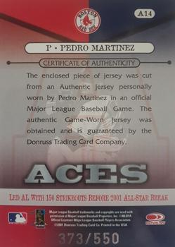 2001 Donruss Class of 2001 - Diamond Aces #A14 Pedro Martinez Back