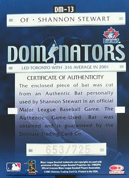 2001 Donruss Class of 2001 - Diamond Dominators #DM-13 Shannon Stewart Back