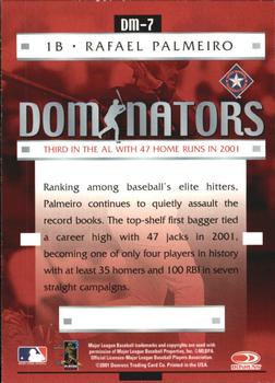 2001 Donruss Class of 2001 - Dominators #DM-7 Rafael Palmeiro  Back