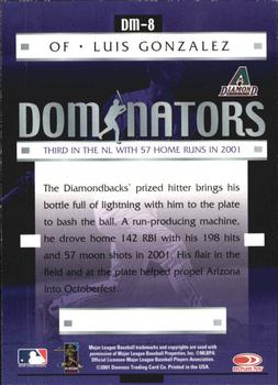 2001 Donruss Class of 2001 - Dominators #DM-8 Luis Gonzalez  Back
