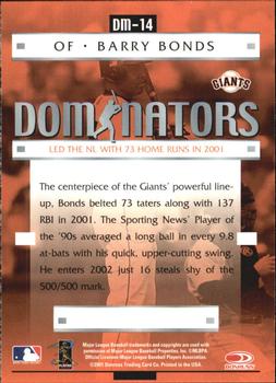 2001 Donruss Class of 2001 - Dominators #DM-14 Barry Bonds  Back