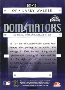 2001 Donruss Class of 2001 - Dominators #DM-15 Larry Walker  Back
