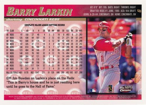 1998 Topps SuperChrome #6 Barry Larkin Back