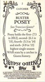 2016 Topps Gypsy Queen - Mini Green #2 Buster Posey Back