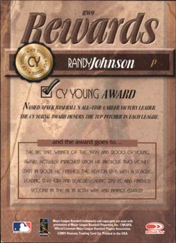 2001 Donruss Class of 2001 - Rewards #RW9 Randy Johnson Back