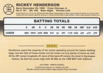 2016 Donruss - Pink Border #184 Rickey Henderson Back