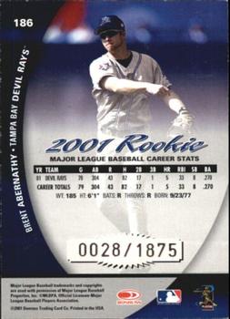 2001 Donruss Class of 2001 - Rookie Autographs #186 Brent Abernathy Back