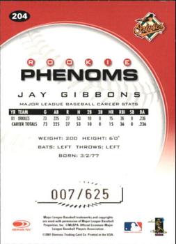 2001 Donruss Class of 2001 - Rookie Autographs #204 Jay Gibbons Back
