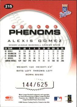 2001 Donruss Class of 2001 - Rookie Autographs #215 Alexis Gomez Back