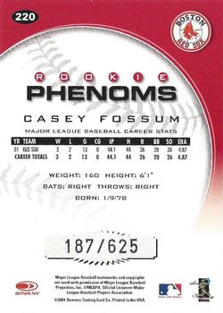2001 Donruss Class of 2001 - Rookie Autographs #220 Casey Fossum Back