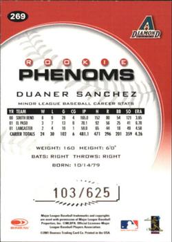 2001 Donruss Class of 2001 - Rookie Autographs #269 Duaner Sanchez Back