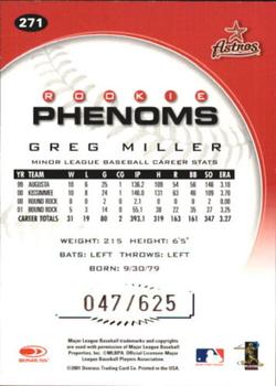 2001 Donruss Class of 2001 - Rookie Autographs #271 Greg Miller Back