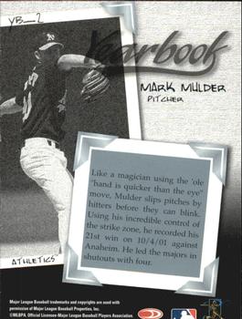 2001 Donruss Class of 2001 - Yearbook #YB-2 Mark Mulder  Back