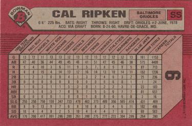 1989 Bowman #9 Cal Ripken Back
