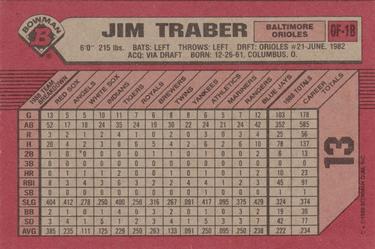 1989 Bowman #13 Jim Traber Back