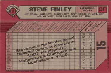 1989 Bowman #15 Steve Finley Back
