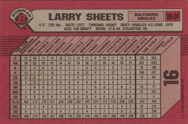 1989 Bowman #16 Larry Sheets Back