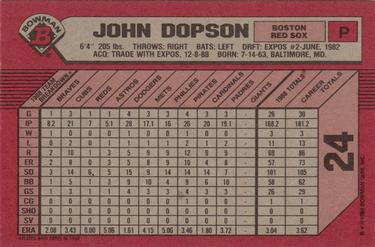 1989 Bowman #24 John Dopson Back