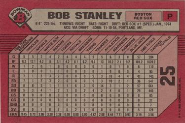 1989 Bowman #25 Bob Stanley Back