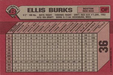 1989 Bowman #36 Ellis Burks Back