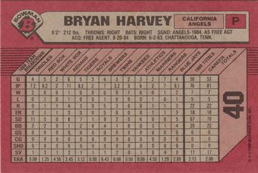 1989 Bowman #40 Bryan Harvey Back