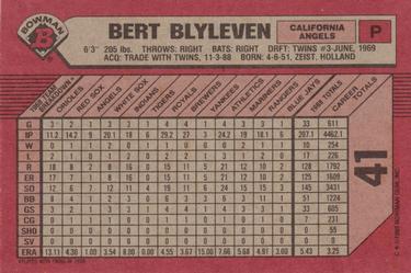 1989 Bowman #41 Bert Blyleven Back