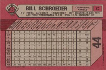 1989 Bowman #44 Bill Schroeder Back