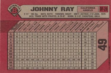 1989 Bowman #49 Johnny Ray Back
