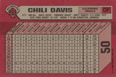 1989 Bowman #50 Chili Davis Back
