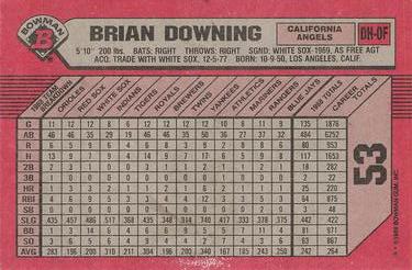 1989 Bowman #53 Brian Downing Back