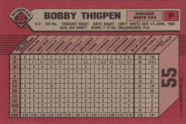 1989 Bowman #55 Bobby Thigpen Back