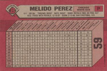 1989 Bowman #59 Melido Perez Back