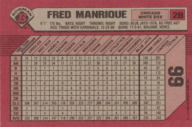 1989 Bowman #66 Fred Manrique Back